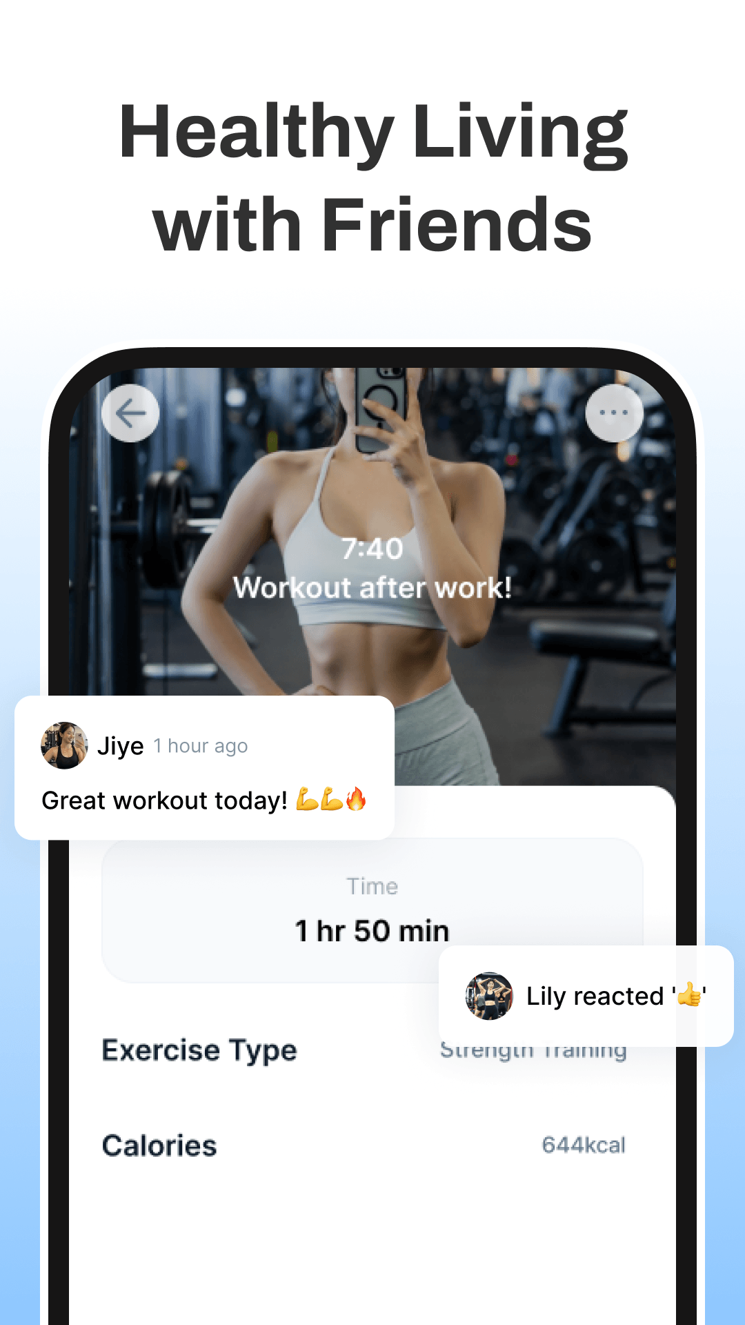 Sharing workouts and encouragement with friends